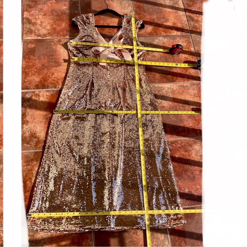 Adelyn Rae Gold Sequin Midi Dress Bow Back Size L NWT - Picture 12 of 16